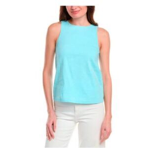 Theory Women's Racer Neck Linen Blend Shell Sleeveless Top Sz S NWT 298